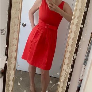 Red belted dress
